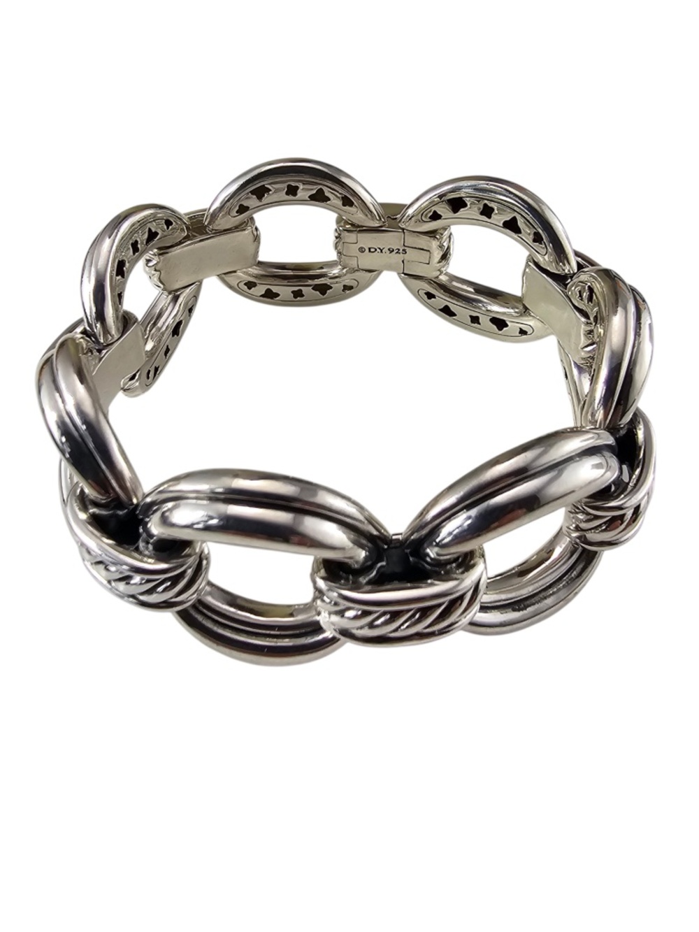 David Yurman Sterling Silver Oval Wide Cable Link Bracelet #24559 - Picture 2 of 7